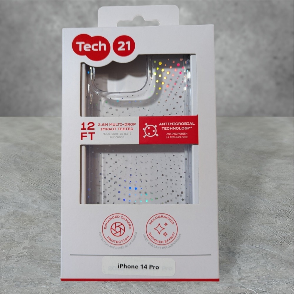 Tech 21 EvoSparkle Holographic Case for‎ Apple iPhone 2022 6.1 (14 Pro) Clear A6